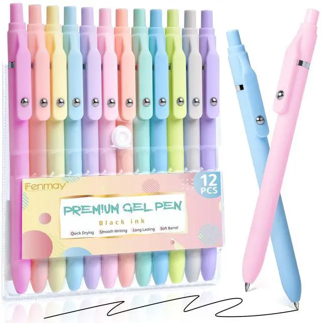 Main image of Gel Pens, 12 Pcs 0.5mm Fine Point Aesthetic Pens, Quick Dry No Smudge, Smooth Writing Comfortable Grip Pen, Cute Black Ink Journaling Pens for School Supplies Office Desk Accessories