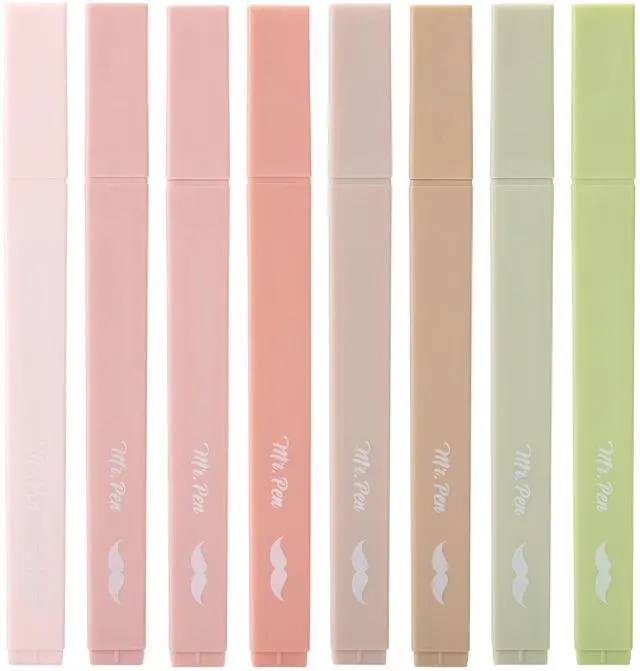 Main image of Aesthetic Highlighters No Bleed, 8 Pack, Boho Colors, Chisel Tip