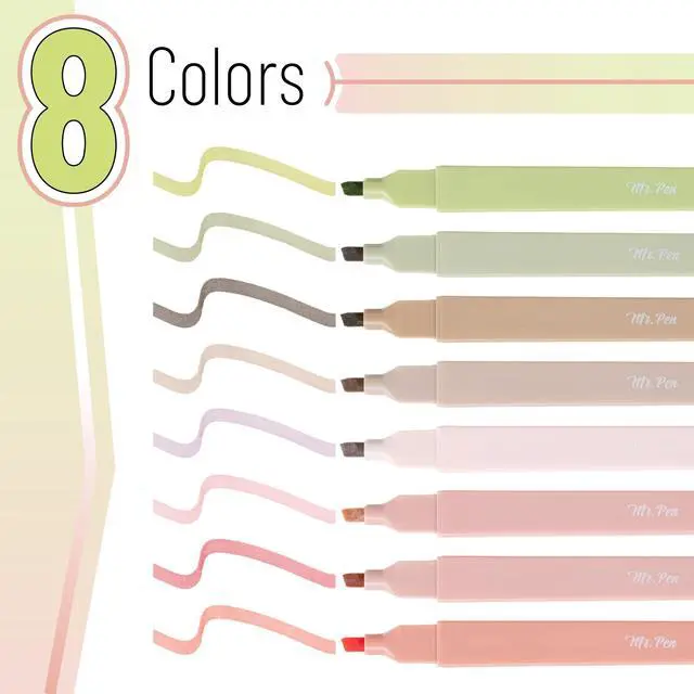 Alt view image 2 of 7 - Aesthetic Highlighters No Bleed, 8 Pack, Boho Colors, Chisel Tip