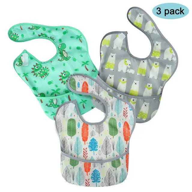 Alt view image 6 of 6 - 3 Pack Super Light Weight Baby Bib, Waterproof, Washable, Stain Oil and Odor Resistant 12-48 Months