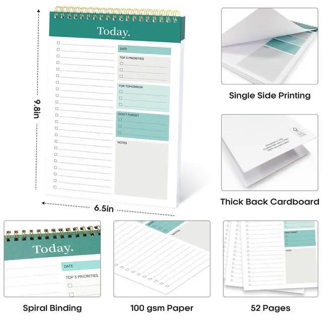 Alt view image 6 of 7 - To Do List Notepad - To Do List Notebook for Work with 52 Sheets, 9.8" x 6.5", Undated Daily Planner Perfect for Daily Tasks and Goal Setting, Notepad Suitable for Office, Home & School