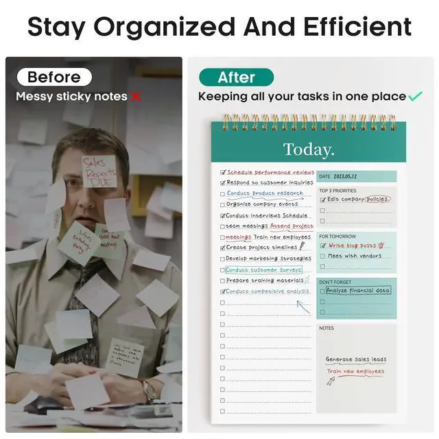 Alt view image 5 of 7 - To Do List Notepad - To Do List Notebook for Work with 52 Sheets, 9.8" x 6.5", Undated Daily Planner Perfect for Daily Tasks and Goal Setting, Notepad Suitable for Office, Home & School