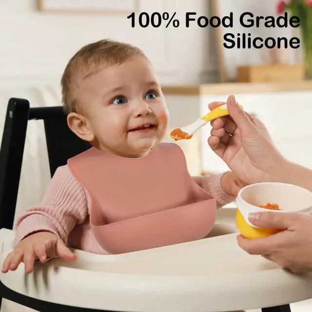 Alt view image 3 of 7 - Silicone Bibs for Babies Toddler Set of 3, BPA Free, Soft Adjustable Waterproof Bibs for Feeding Essentials