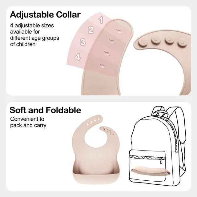 Alt view image 4 of 7 - Silicone Bibs for Babies Toddler Set of 3, BPA Free, Soft Adjustable Waterproof Bibs for Feeding Essentials