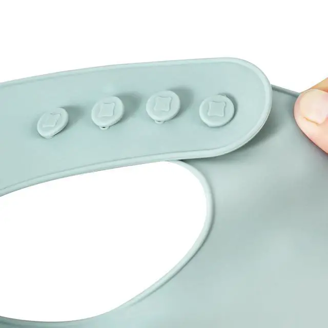 Alt view image 7 of 7 - 3-Pack Silicone Baby Bibs for Infants & Toddlers - Waterproof Soft Food Catcher Pocket - Easy Wipe & Dishwasher Safe - Adjustable Fit (Lake Green, Blue, Grey)
