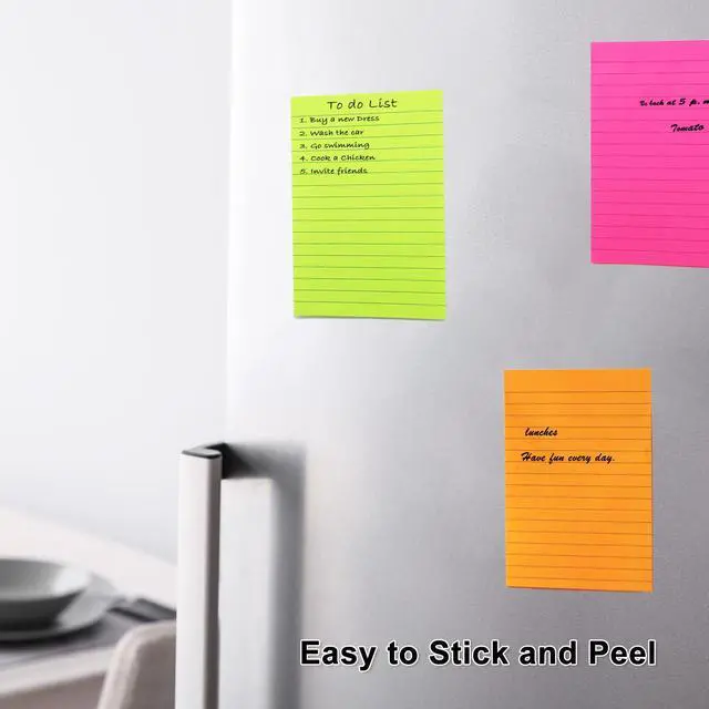 Alt view image 4 of 6 - 9 Pack Lined Sticky Notes 4x6 in Post Sticky Notes with Lines, 9 Bright Colors Self Sticky Notes Pad Its, Large Ruled Sticky Note for Office, Home, 35 Sheets/Pad