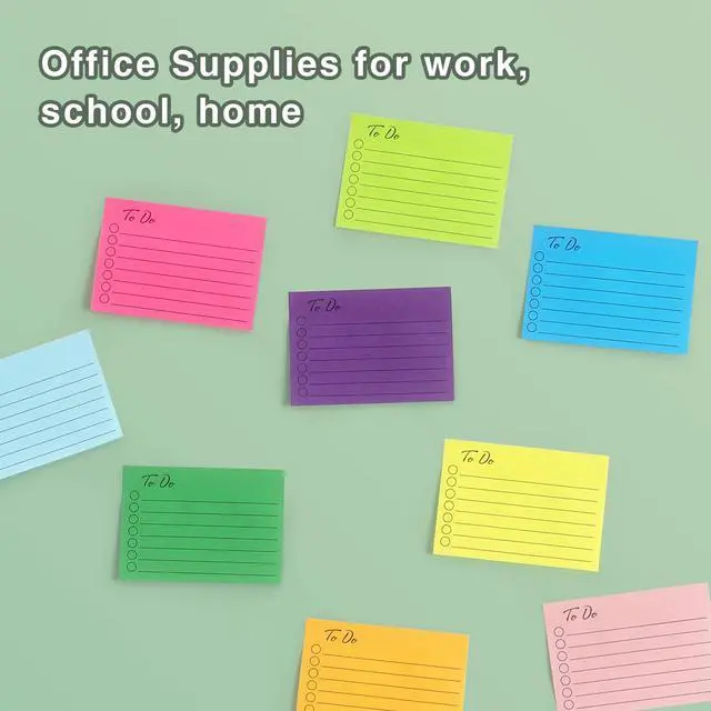 Alt view image 7 of 7 - 9 Pads to Do Lined Sticky Notes, 9 Bright Multi Colors Self-Stick Note Pads, 3x4 Inch with Line Adhesive Memo Sticky Notes Notepad, 50 Sheet/Pad