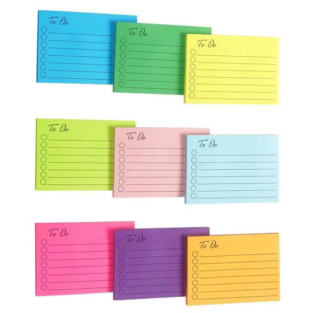 Alt view image 2 of 7 - 9 Pads to Do Lined Sticky Notes, 9 Bright Multi Colors Self-Stick Note Pads, 3x4 Inch with Line Adhesive Memo Sticky Notes Notepad, 50 Sheet/Pad