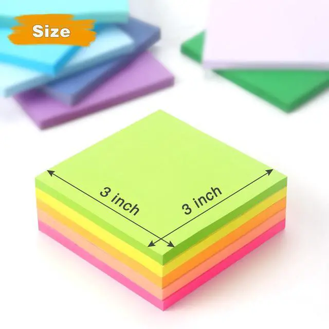 Alt view image 3 of 7 - 12 Pack Bright Colors Sticky Notes 3x3 Inch, Strong Sticky Self-Adhesive Notepads, 50 Sheets/Pad, 12 Multicolor for Office, School, and Home Organization