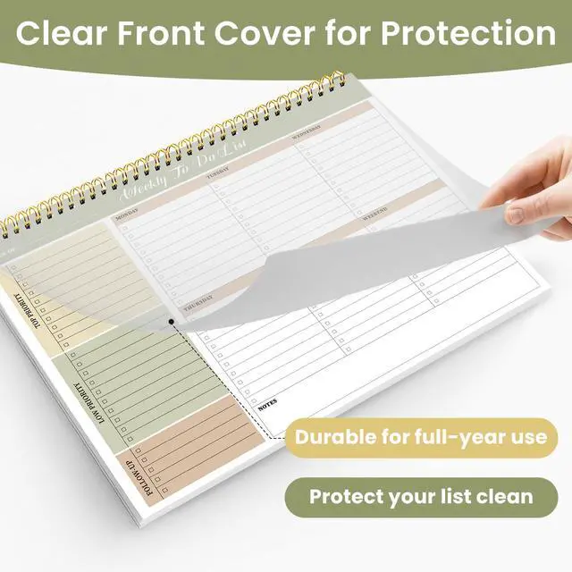 Alt view image 4 of 7 - Weekly To Do List Notepad with 52 Undated Sheets8.5"×11"- Undated Weekly Planner Notepad for Office Desk Accessories and Supplies - Forest Shades
