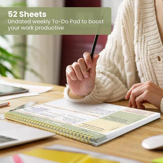 Alt view image 5 of 7 - Weekly To Do List Notepad with 52 Undated Sheets8.5"×11"- Undated Weekly Planner Notepad for Office Desk Accessories and Supplies - Forest Shades