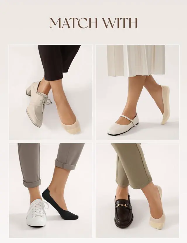 Alt view image 2 of 6 - Women's 6 Pairs No Show Socks Mesh Liner Ultra Low Cut Non Slip Thin Invisible Socks for Flats Loafer Size 8-11
