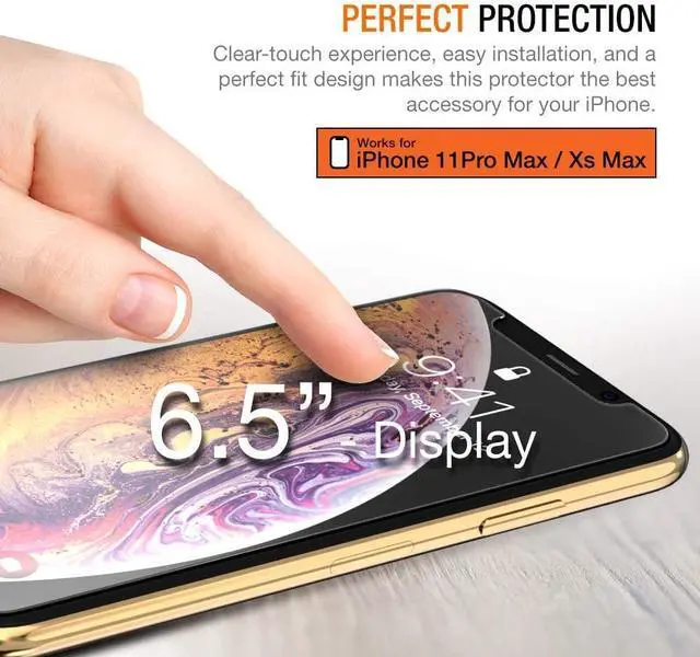 Alt view image 2 of 6 - (3 Packs) Screen Protector Designed for Apple iPhone 11 Pro Max, iPhone XS Max (6.5" 2018) Premium HD Clarity 0.25mm Tempered Glass Screen Protector Easy Installation Alignment Case (3-Pack)
