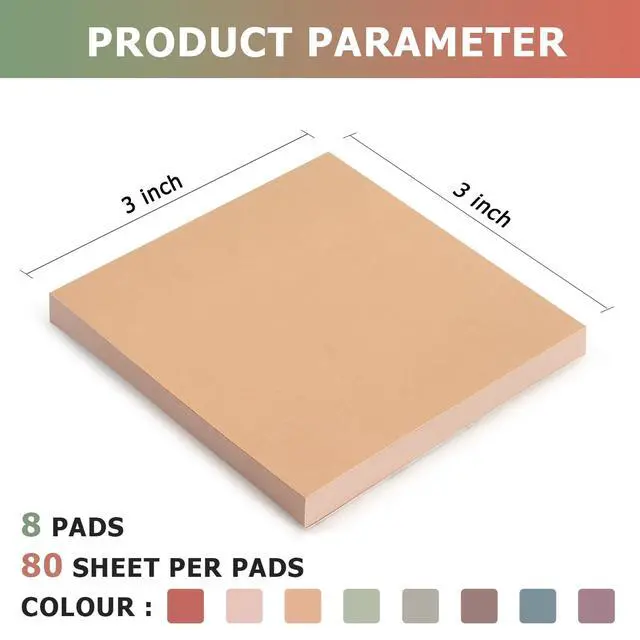 Alt view image 3 of 7 - Sticky Notes 3x3 Self-Stick Notes Pads with 8 Morandi Colors, Easy to Post for Office, School, Home, 8 Pads/Pack, 80 Sheets/Pad