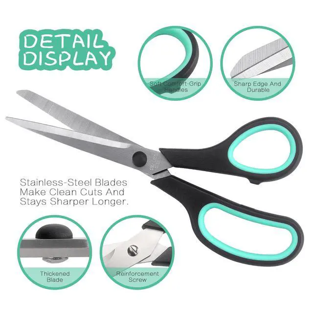 Alt view image 3 of 7 - Scissors 8.5 Inch All Purpose Scissors for Office Home School, Soft Comfort-Grip Right/Left Hand, Black, Set of 3