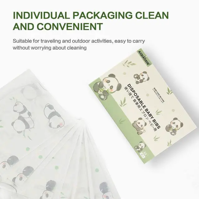 Alt view image 6 of 7 - 30/60pcs Baby Disposable Bibs-Individually Packaged,Soft, Leak Proof and Convenient, disposable bibs for toddlers (30 Pcs Multiple Patterns)