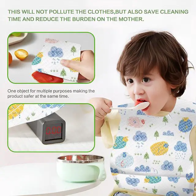 Alt view image 4 of 7 - 30/60pcs Baby Disposable Bibs-Individually Packaged,Soft, Leak Proof and Convenient, disposable bibs for toddlers (30 Pcs Multiple Patterns)