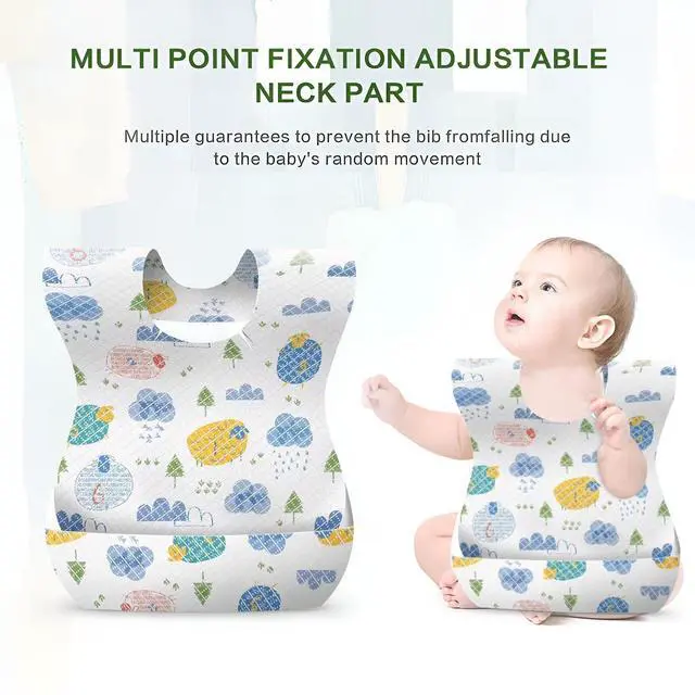 Alt view image 5 of 7 - 30/60pcs Baby Disposable Bibs-Individually Packaged,Soft, Leak Proof and Convenient, disposable bibs for toddlers (30 Pcs Multiple Patterns)