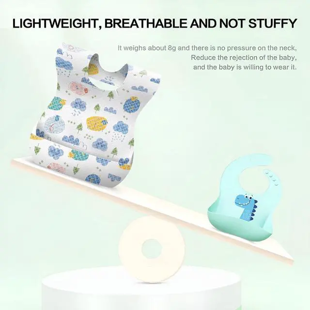 Alt view image 3 of 7 - 30/60pcs Baby Disposable Bibs-Individually Packaged,Soft, Leak Proof and Convenient, disposable bibs for toddlers (30 Pcs Multiple Patterns)