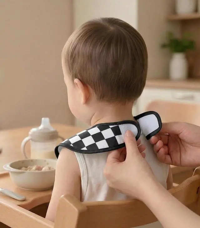 Alt view image 3 of 7 - 3-Pack Waterproof Baby Bibs for Eating - Mess Proof Lightweight Toddler Feeding Bibs with Large Food Catcher, Food-Grade Baby Eating Essentials, Easy to Put On & Clean(Black Cherkerd)