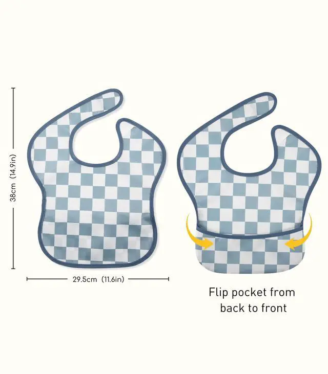 Alt view image 5 of 7 - 3-Pack Waterproof Baby Bibs for Eating - Mess Proof Lightweight Toddler Feeding Bibs with Large Food Catcher, Food-Grade Baby Eating Essentials, Easy to Put On & Clean(Black Cherkerd)