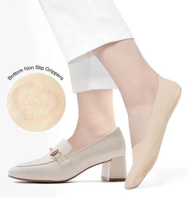 Alt view image 2 of 7 - No Show Socks Womens Nylon Non Slip Low Cut Invisible Liner Footies Thin Silk Socks for Flats Loafers Lightweight 6 Pairs Nude Size 9-12