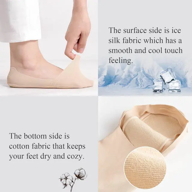 Alt view image 4 of 7 - No Show Socks Womens Nylon Non Slip Low Cut Invisible Liner Footies Thin Silk Socks for Flats Loafers Lightweight 6 Pairs Nude Size 9-12