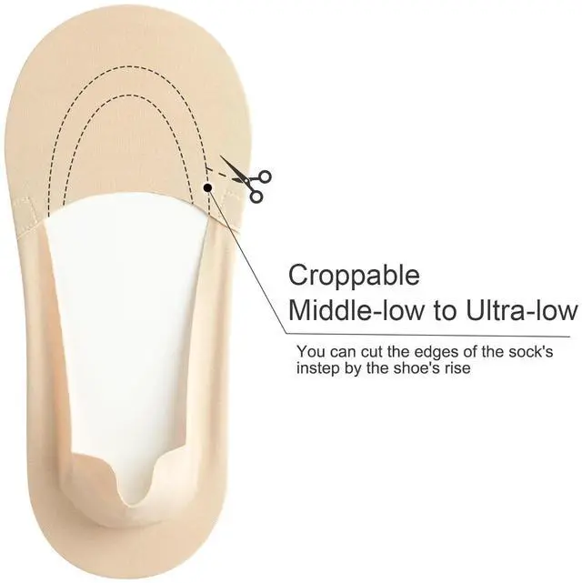 Alt view image 5 of 7 - No Show Socks Womens Nylon Non Slip Low Cut Invisible Liner Footies Thin Silk Socks for Flats Loafers Lightweight 6 Pairs Nude Size 9-12