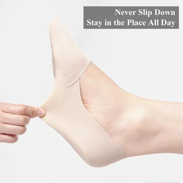 Alt view image 7 of 7 - No Show Socks Womens Nylon Non Slip Low Cut Invisible Liner Footies Thin Silk Socks for Flats Loafers Lightweight 6 Pairs Nude Size 9-12
