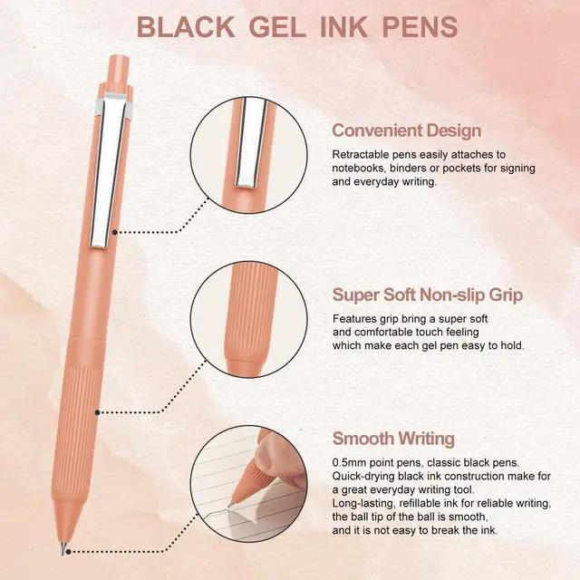 Alt view image 3 of 7 - Gel Pens Black Ink Pens for Office 0.5mm Fine Point Pens Smooth Writing Retractable Work Pen (Metal clip-12 pcs)
