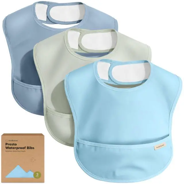 Main image of 3-Pack Waterproof Baby Bibs for Eating, Lightweight (Ocean)