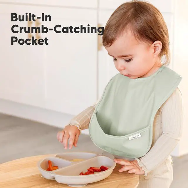 Alt view image 5 of 7 - 3-Pack Waterproof Baby Bibs for Eating, Lightweight (Ocean)