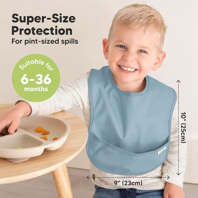 Alt view image 3 of 7 - 3-Pack Waterproof Baby Bibs for Eating, Lightweight (Ocean)