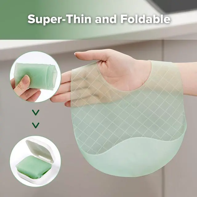 Alt view image 3 of 7 - Lightweight Silicone Pocket Bib Ultra-Light & Foldable Travel Silicone Baby Bibs with Deep Food Catcher Pocket, Adjustable Waterproof Design, Baby Feeding Essentials