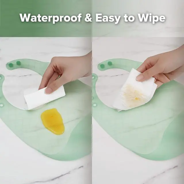 Alt view image 7 of 7 - Lightweight Silicone Pocket Bib Ultra-Light & Foldable Travel Silicone Baby Bibs with Deep Food Catcher Pocket, Adjustable Waterproof Design, Baby Feeding Essentials