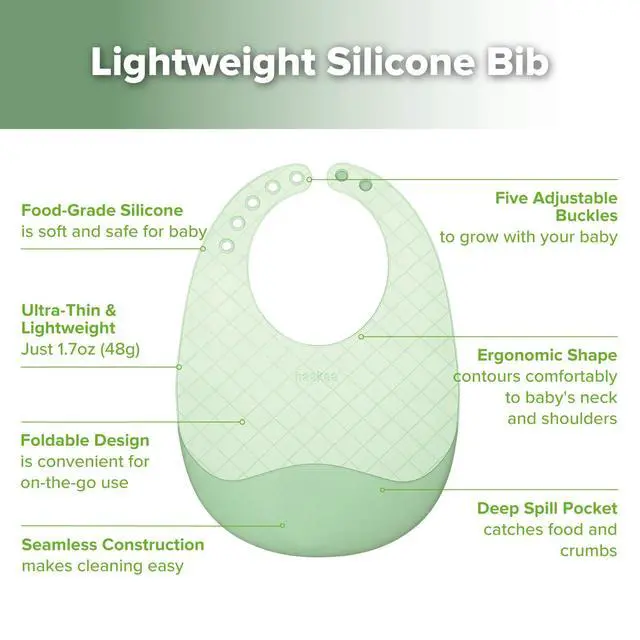 Alt view image 4 of 7 - Lightweight Silicone Pocket Bib Ultra-Light & Foldable Travel Silicone Baby Bibs with Deep Food Catcher Pocket, Adjustable Waterproof Design, Baby Feeding Essentials