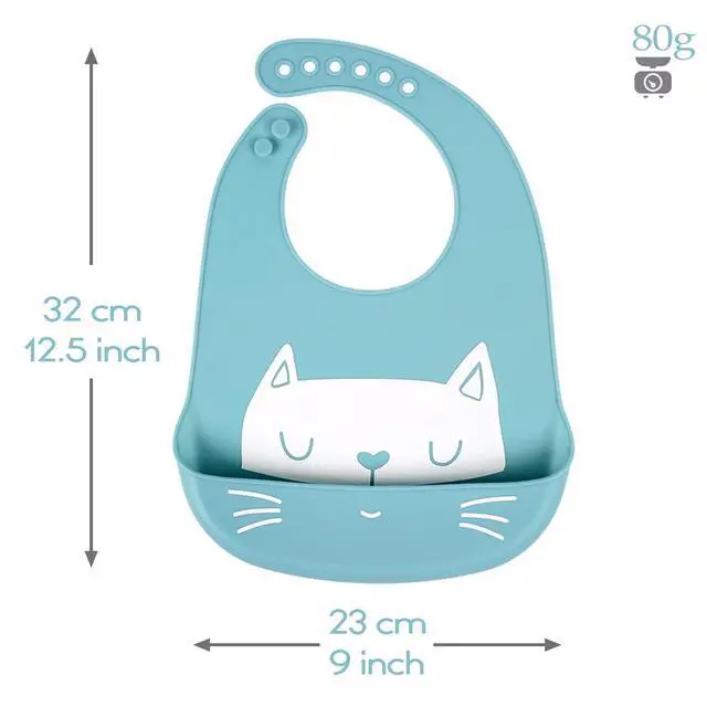Alt view image 4 of 6 - Baby Bibs Silicone Feeding Bibs, Weaning Waterproof Bibs with Food Crumb Catcher Pocket Baby Bibs Easily to Clean, Comfortable and Foldable