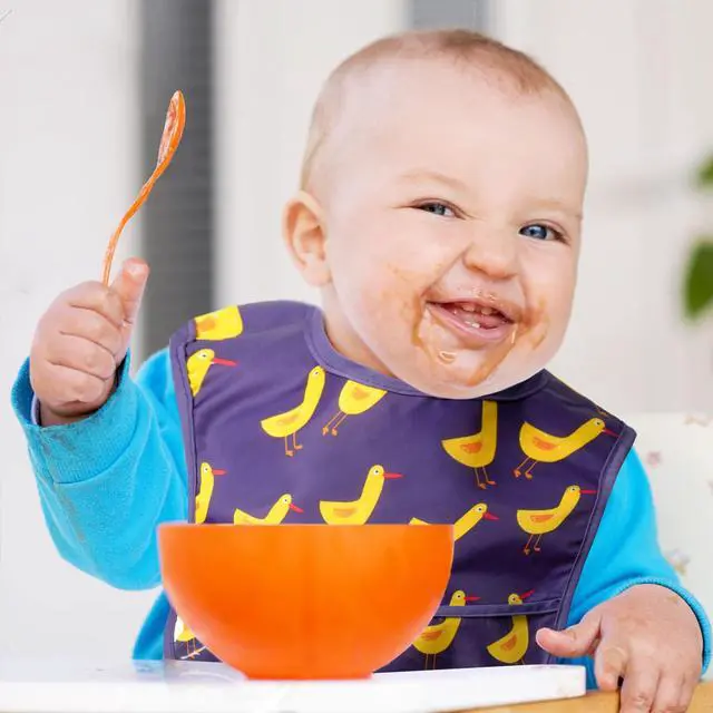 Alt view image 5 of 7 - 6Pcs Baby Feeding Bibs with Crumb Catcher Pocket Adjustable Waterproof Sleeveless Teething Bib Set Toddler Infant Keepsake Gift for Baby Shower, 6-24 Months