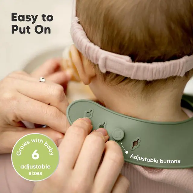 Alt view image 6 of 7 - 2-Pack Silicone Bibs for Babies, Toddlers Girl, Boy Sturdy Food-Grade Baby Bibs for Eating, Large Food Catcher, Clean & Put On Easily, Waterproof Toddler Feeding Essentials (Slate)