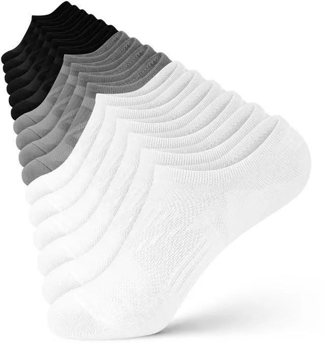 Main image of No Show Socks for Women - 8 Pairs Low Cut Invisible Casual Short Ankle Socks for women Black/White/Gray 5-8