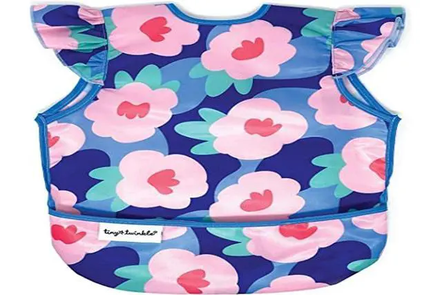 Alt view image 4 of 7 - Mess Proof Baby Bib for Girls | Waterproof Toddler Bib for Eating | Baby Apron for Feeding | Machine Washable | Perfect Shower Gift (Floral Blue, 624M)