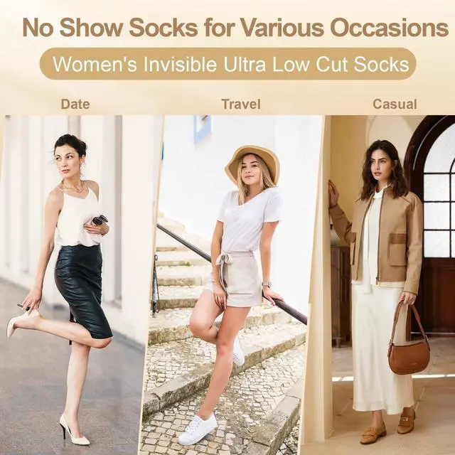 Alt view image 5 of 5 - 6 Pairs No Show Socks Womens Ultra Low Cut Nylon Thin Socks for Flat Invisible Non Slip Liner Footies Size 9-11