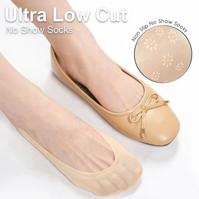 Alt view image 2 of 5 - 6 Pairs No Show Socks Womens Ultra Low Cut Nylon Thin Socks for Flat Invisible Non Slip Liner Footies Size 9-11