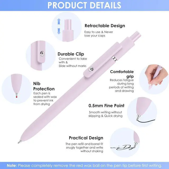 Alt view image 2 of 7 - Gel Pens, 7pcs 0.5mm Black Ink Pens Quick Dry Fine Point Smooth Writing Pens for Journaling Note Taking, Cute Nurse Teacher Work Desk Accessories Office School Supplies Gifts for Women Men
