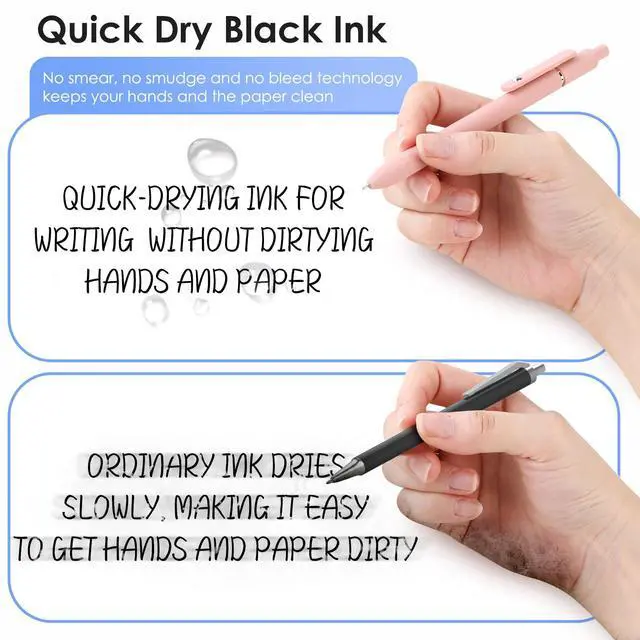 Alt view image 3 of 7 - Gel Pens, 7pcs 0.5mm Black Ink Pens Quick Dry Fine Point Smooth Writing Pens for Journaling Note Taking, Cute Nurse Teacher Work Desk Accessories Office School Supplies Gifts for Women Men