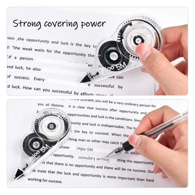 Alt view image 6 of 7 - White Correction Tape, Easy To Use Applicator for Instant Corrections Wrong Writing At Any Time, For school, Office (12pack, 5M/196" x 0.2", Black)