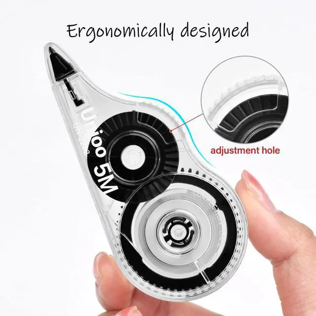 Alt view image 4 of 7 - White Correction Tape, Easy To Use Applicator for Instant Corrections Wrong Writing At Any Time, For school, Office (12pack, 5M/196" x 0.2", Black)