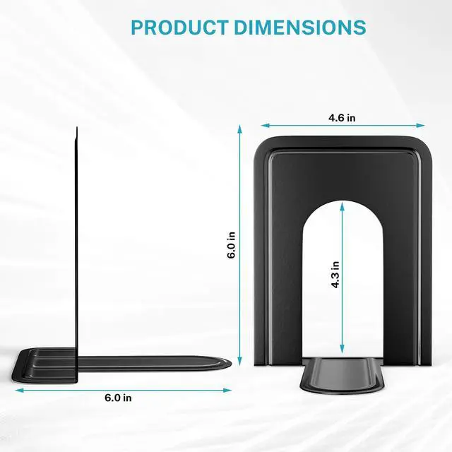 Alt view image 5 of 7 - Matte Painted Book Ends, Heavy Duty and Sturdy Bookends for Shelves