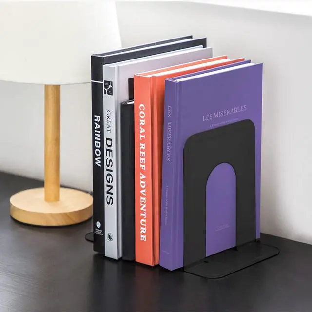 Alt view image 7 of 7 - Matte Painted Book Ends, Heavy Duty and Sturdy Bookends for Shelves