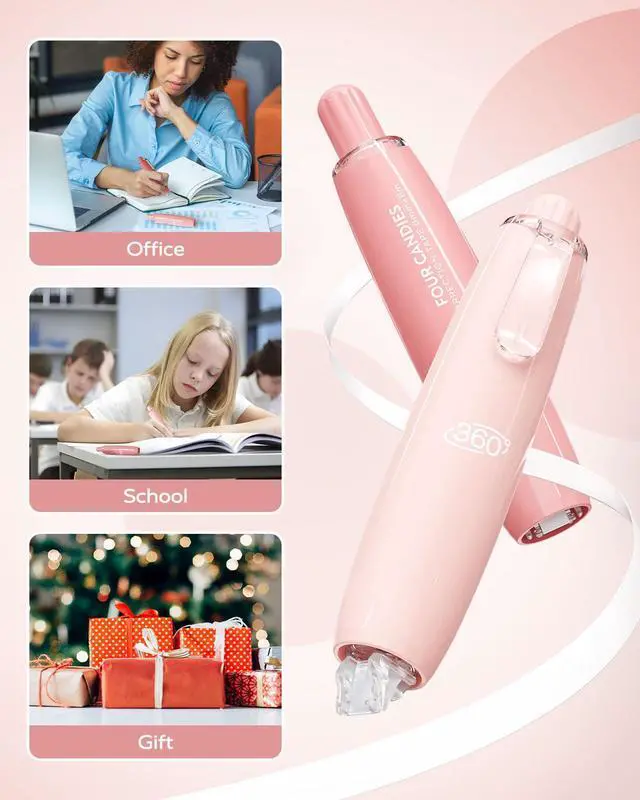 Alt view image 5 of 7 - Refillable Retractable White Correction Tape, 4PCS Smooth White Pull-Out Tape with 4 Extra Refills, Easy to Use Applicator for Instant Corrections for Office, School Supplies (Pink)